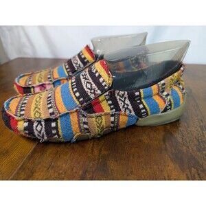 Roper Womens Liza Canvas Southwest Slip On Loafer Shoes Multicolor Size 7.5